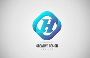 blue gradient H alphabet letter icon logo. Creative design for company vector