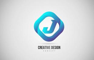 blue gradient J alphabet letter icon logo. Creative design for company vector