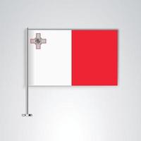 Malta flag with metal stick vector