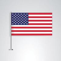 United states flag with metal stick vector