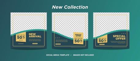 Set of Editable minimal square banner template for web internet ads vector