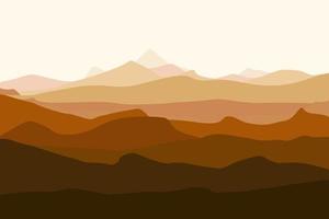 Mountains landscape. Mountains silhouettes panorama at dawn vector