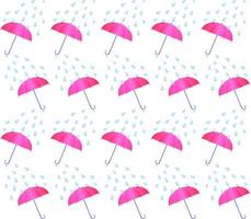 Pink Umbrella And Rain Drops background seamless pattern vector