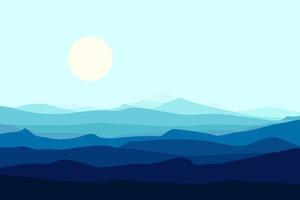 Mountains landscape. Mountains silhouettes panorama at morning vector