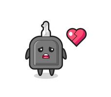 car key cartoon illustration is broken heart vector