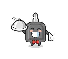 Character mascot of car key as a waiters vector