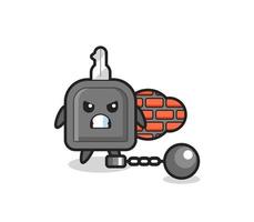 Character mascot of car key as a prisoner vector