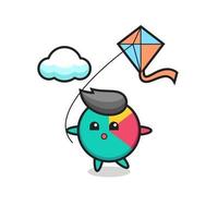 chart mascot illustration is playing kite vector