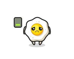 fried egg mascot character doing a tired gesture vector