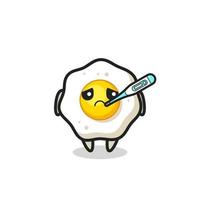 fried egg mascot character with fever condition vector