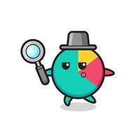 chart cartoon character searching with a magnifying glass vector