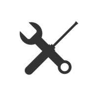 Wrench and screwdriver crossed icon on white background. vector