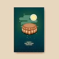 Mid Autumn festival with moon and mooncake. vector