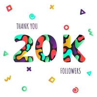Thank you followers 20000 numbers postcard. vector