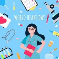 World heart day concept flat style design poster. vector