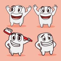 tooth character cartoon bundle set of various poses vector