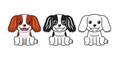 vector de dibujos animados conjunto de perro cavalier king charles spaniel