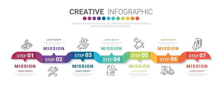 Timeline business for 7 day, Can be used for workflow layout vector