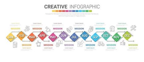 Presentation business infographic template for 12 months vector