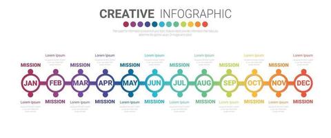 Presentation business infographic template for 12 months vector