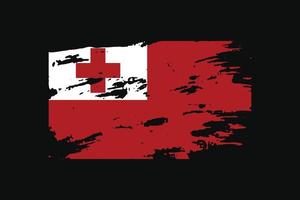 Grunge Style Flag of the Tonga. Vector illustration.