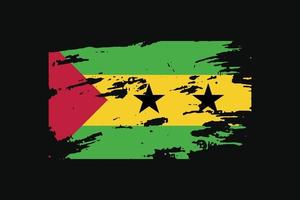 Grunge Style Flag of the Sao Tome and Principe. Vector illustration.