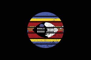 Grunge Style Flag of the Swaziland. Vector illustration.