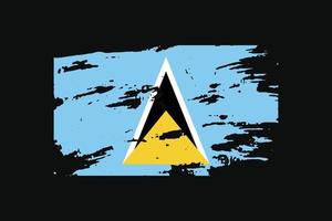 Grunge Style Flag of the Saint Lucia. Vector illustration.