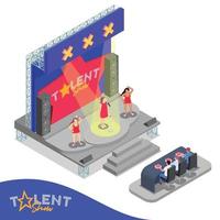 Isometric Talent Show Composition vector