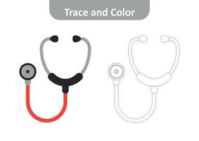 Trace and color, stethoscope vector