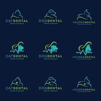 Pet Dental Care with Dog, Cat, Horse logo set vector icon illustration