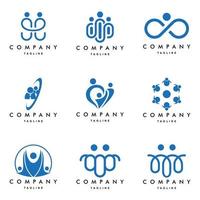 grupos comunitarios personas logo set vector logo design template elements