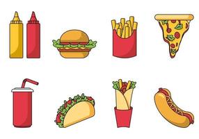 Set of a cartoon fast food isolated on a white background. vector