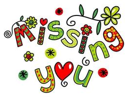 Missing You Text Title Doodle Lettering vector