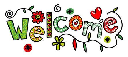 Welcome Hand Drawn Text Greeting Title vector