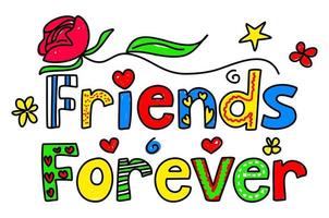 Friends Forever Hand Drawn Text Greeting Title vector