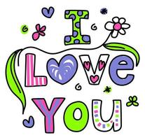 I Love You Hand Drawn Text Title Greeting vector