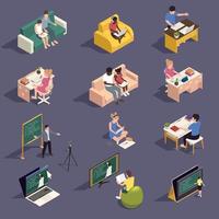 Homeschooling Isometric Set vector