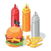 Burger Sauce Isometric Composition vector