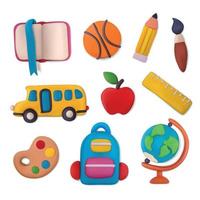 Plasticine School Objects Set vector