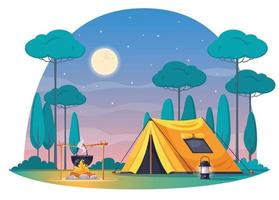Camping Cartoon Composition vector