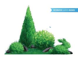 Decorative Garden Bushes Realistic Composition vector