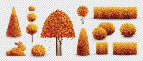 conjunto de iconos de arbustos de jardín decorativo de otoño vector