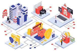 Cyber Security Isometric Illustration vector