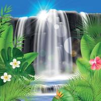 Tropical Waterfall Realistic Background vector