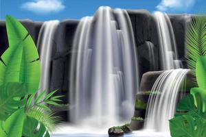 Tropical Waterfall Landscape Background vector
