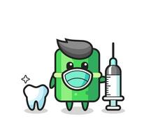 Mascot character of bamboo as a dentist vector