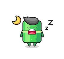 ilustración de personaje de bambú durmiendo por la noche vector