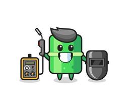 Character mascot of bamboo as a welder vector