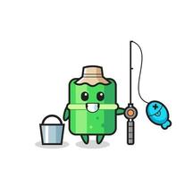 Mascot character of bamboo as a fisherman vector